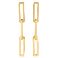 Boucles d'oreilles pendantes sous forme de chaîne rectangulaire en acier doré.