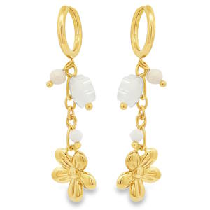 Ces ravissantes boucles d'oreilles créoles pendantes en acier doré captivent par leur design délicat. Elles arborent des perles fines de forme ronde, taillées en cabochon, qui ajoutent une touche de douceur et de raffinement. La lumière danse sur leur surface lisse, créant un éclat subtil et élégant Ces boucles d'oreilles sont le symbole d'une féminité discrète et d'un goût sûr.