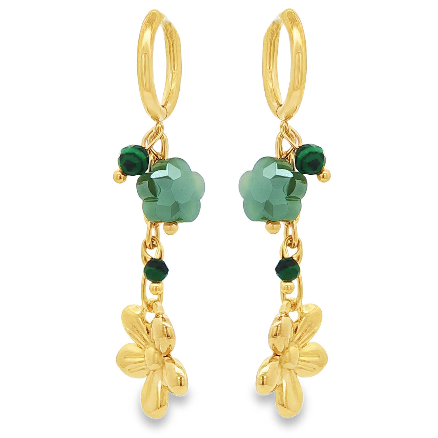 Sublimez votre style avec ces boucles d'oreilles créoles pendantes en acier doré, ornées de cristaux verts éclatants.<br/>Chaque boucle, délicatement travaillée, combine l'éclat du doré avec la fraîcheur des cristaux, créant un bijou à la fois élégant et tendance.<br/>Parfaites pour ajouter une touche de couleur subtile à votre tenue. Créoles Pendantes Perle Adolescent Adulte Femme Fille Fleurs Indémodable Nature Sublimez votre style avec ces boucles d'oreilles créoles pendantes en acier doré, ornées de cristaux verts éclatants.<br/>Chaque boucle, délicatement travaillée, combine l'éclat du doré avec la fraîcheur des cristaux, créant un bijou à la fois élégant et tendance.<br/>Parfaites pour ajouter une touche de couleur subtile à votre tenue. Créoles Pendantes Perle Adolescent Adulte Femme Fille Fleurs Indémodable Nature