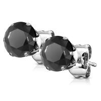 Boucles d'oreilles en acier chirurgical 316L et oxyde de zirconium noir.