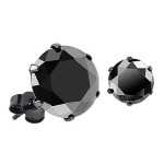 Boucles d'oreilles en acier chirurgical 316L et oxyde de zirconium noir.