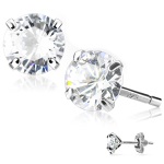 Boucles d'oreilles en argent 925/000 et oxyde de zirconium.