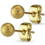 Boucles d'oreilles boules en acier doré.