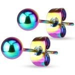 Boucles d'oreilles boules en acier multicolore.