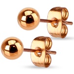 Boucles d'oreilles boules en acier rosé.