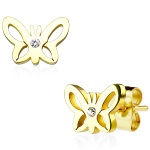 Boucles d'oreilles Papillon en acier chirurgical 316L et cristal.