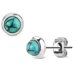 Boucles d'oreilles en acier chirurgical 316L et pierres d'imitation turquoise.