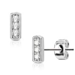 Boucles d'oreilles puces en acier chirurgical 316L et oxydes de zirconium.