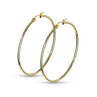 Boucles d'oreilles créoles fil rond en acier 316L doré.