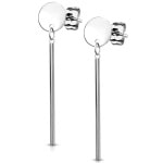 Boucles d'oreilles pendantes en acier 316L argenté.