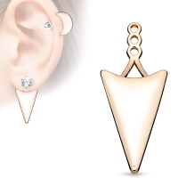 Pendentif pour boucles d'oreilles de forme triangulaire en acier rosé. 3 niveaux de hauteur.