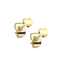 Boucles d'oreilles puces en forme de cœur en titane doré.