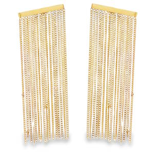 Sublimes boucles d'oreilles pendantes en acier doré, un accessoire de mode qui apporte éclat et mouvement à votre allure. Ces bijoux précieux, finement travaillés, reflètent une élégance intemporelle et un savoir-faire exceptionnel, parfaits pour rehausser votre style avec une touche de luxe discret.