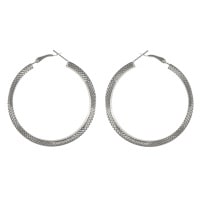 Boucles d'oreilles créoles fantaisie en métal argenté.