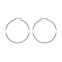 Boucles d'oreilles créoles fil rond en métal argenté.