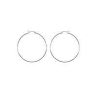 Boucles d'oreilles créoles fil rond en acier argenté.