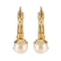 Boucles d'oreilles dormeuses en acier doré surmontées d'une perle d'imitation.