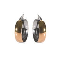 Boucles d'oreilles créoles larges fermées en acier argenté, doré et rosé.