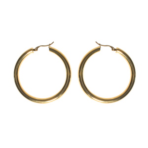 Boucles d'oreilles créoles fil rond en acier doré.