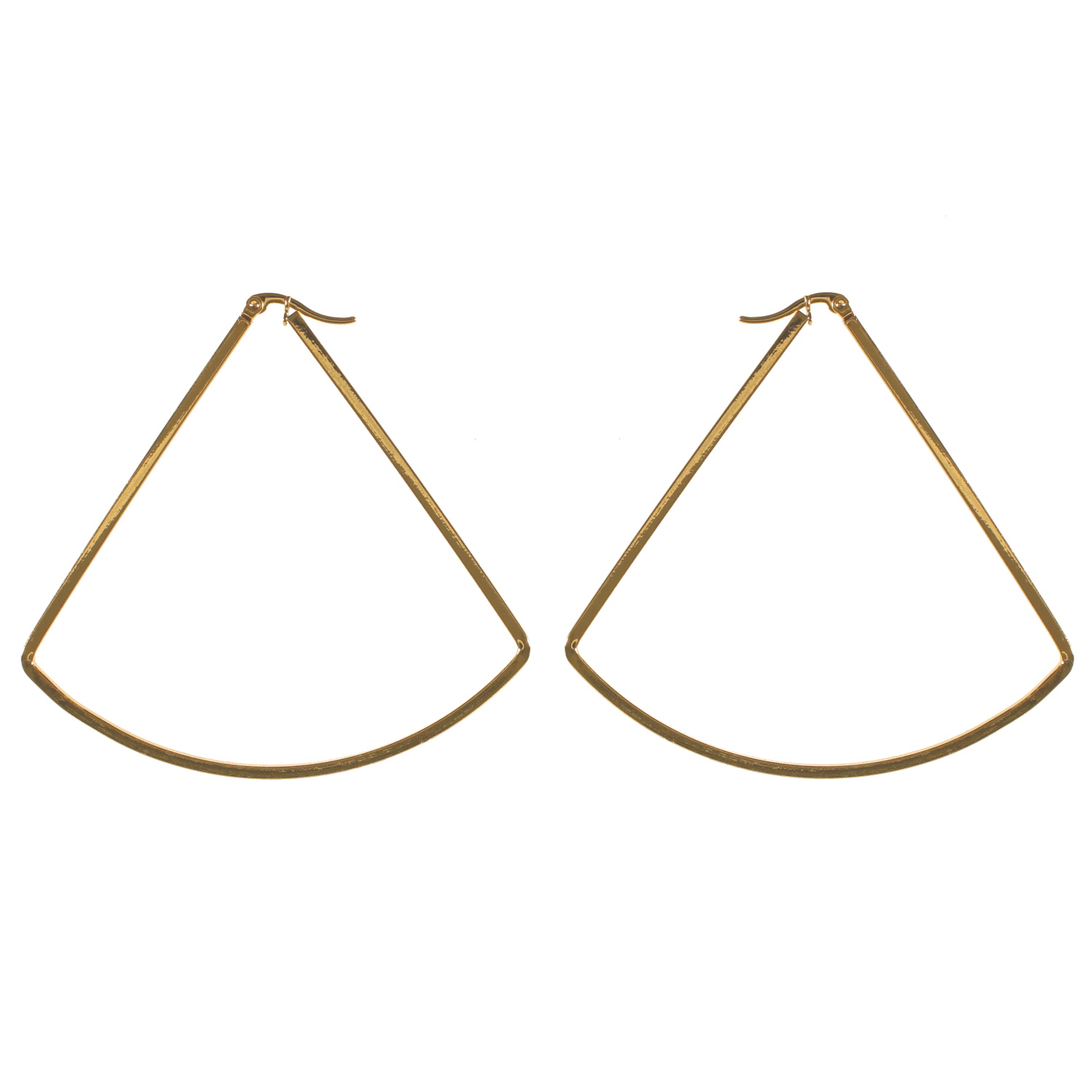 Boucles d'oreilles créoles triangulaires en acier doré. Créoles Triangle  Adolescent Adulte Femme Fille Indémodable 