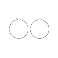 Boucles d'oreilles créoles fil rond en acier argenté.