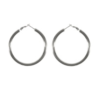 Boucles d'oreilles créoles fermées fil rond en acier argenté.