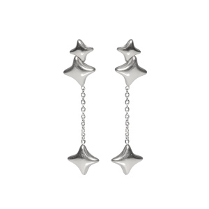 Boucles d'oreilles pendantes en forme d'étoiles filantes avec chaîne en acier argenté.