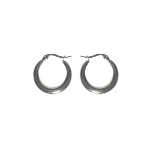 Boucles d'oreilles créoles fil rond en acier argenté.