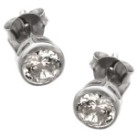 Boucles d'oreilles en argent 925/000 rhodié et cristal serti clos en oxyde de zirconium.