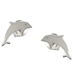 Boucles d'oreilles dauphins en argent 925/000 rhodié.