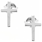 Boucles d'oreilles croix en argent 925/000 rhodié.