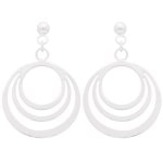 Boucles d'oreilles pendantes 3 cercles en argent 925/000 rhodié.