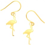 Boucles d'oreilles pendantes flamant rose en plaqué or.