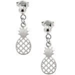 Boucles d'oreilles pendantes ananas en argent 925/000 rhodié.