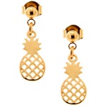Boucles d'oreilles pendantes ananas en plaqué or.