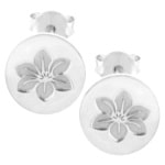 Boucles d'oreilles puces avec motif fleur de lotus en argent 925/000 rhodié.