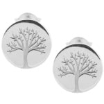 Boucles d'oreilles puces arbre de vie en argent 925/000 rhodié.