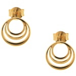 Boucles d'oreilles composées de trois cercles en plaqué or jaune 18 carats.