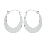 Boucles d'oreilles créoles forme ovale fil plat en argent 925/000 rhodié.