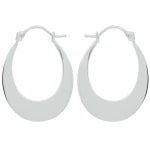 Boucles d'oreilles créoles forme ovale fil plat en argent 925/000 rhodié.