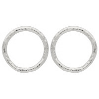 Boucles d'oreilles cercles martelés en argent 925/000 rhodié.