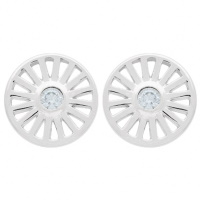 Boucles d'oreilles puces rondes en argent 925/000 rhodié serties clos d'un oxyde de zirconium blanc.