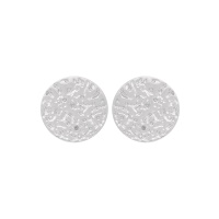 Boucles d'oreilles puces surface froissée en argent 925/000 rhodié.