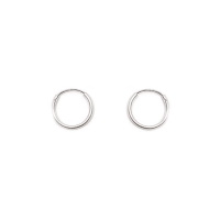 Boucles d'oreilles créoles fil rond en argent 925/000 rhodié.