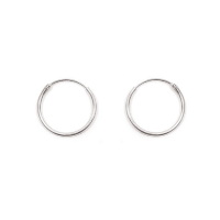 Boucles d'oreilles créoles fil rond en argent 925/000 rhodié.