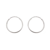 Boucles d'oreilles créoles fil rond en argent 925/000 rhodié.