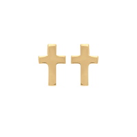 Boucles d'oreilles puces en forme de croix en plaqué or jaune 18 carats.