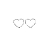 Boucles d'oreilles pendantes en forme de cœur ajouré en argent 925/000 rhodié.