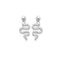 Boucles d'oreilles pendantes en forme de serpent en argent 925/000 rhodié.