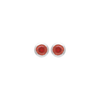 Boucles d'oreilles puces en argent 925/000 rhodié serties d'un oxyde de zirconium rouge.